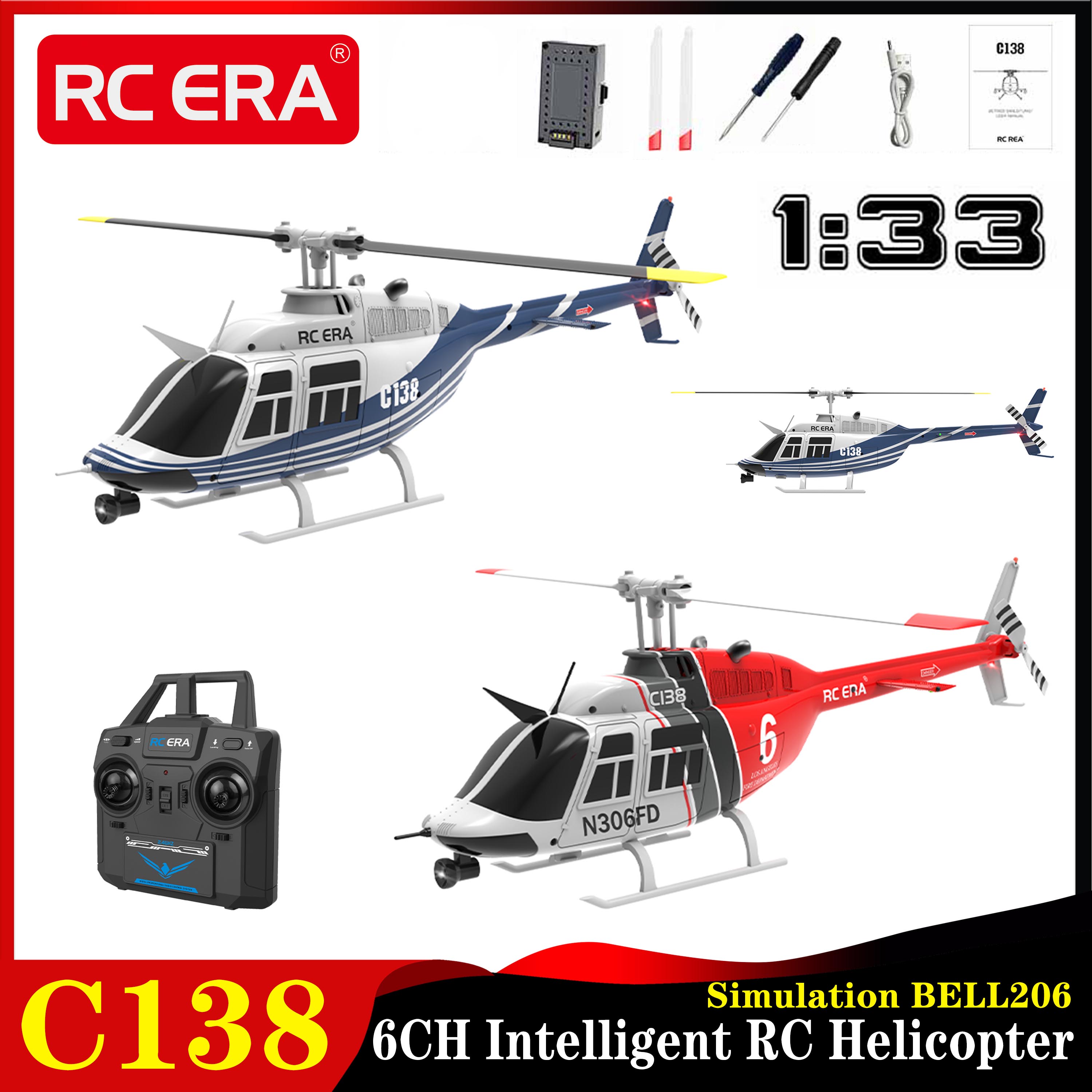 RC ERA C138 1:33 Bell 206 RC H - Rc Helicopter Gyro review and price